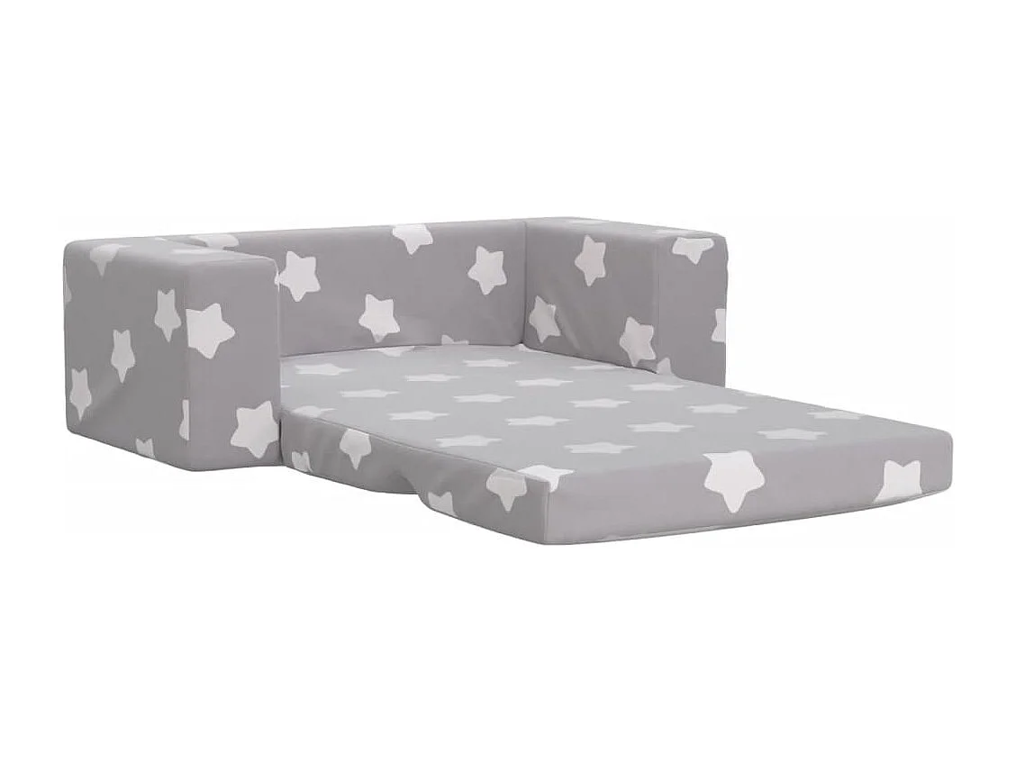 Canapé-lit enfant 2 places gris clair étoiles peluche douce FR836679