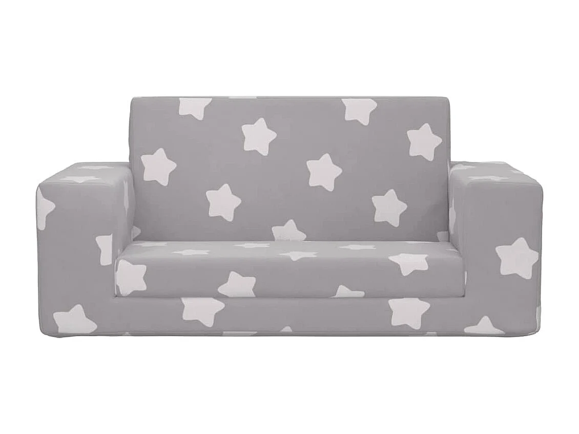 Canapé-lit enfant 2 places gris clair étoiles peluche douce FR836679