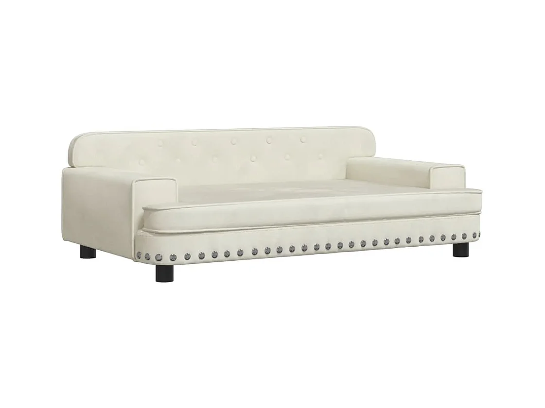 Kinderbank 90x53x30 cm fluweel crèmekleurig BE743215