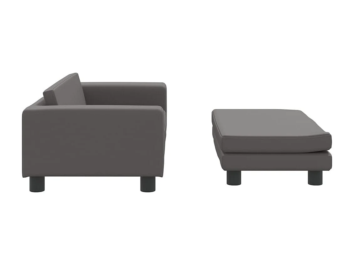 Sofá infantil c/ apoio pés 100x50x30 cm couro artificial cinza PT643133