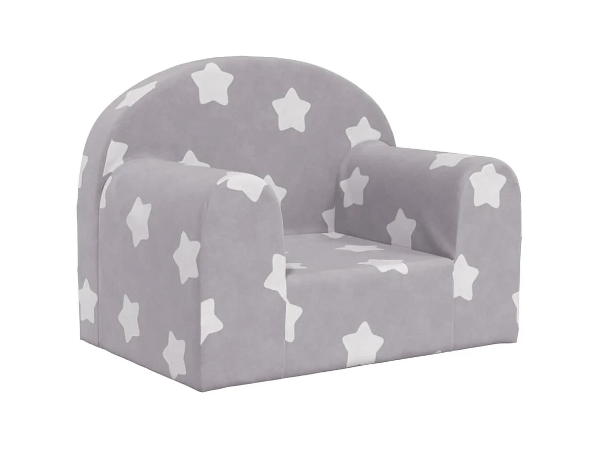 Sofá para niños felpa suave gris claro con estrellas ES485014