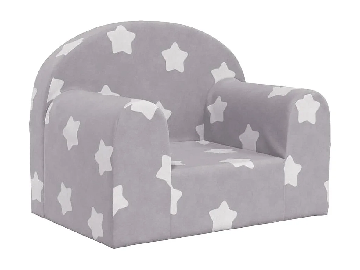 Sofá infantil c/ estrelas pelúcia macia cinzento-claro PT514233
