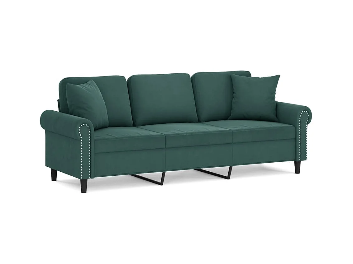Driezitsbank met sierkussens 180 cm fluweel donkergroen BE574886