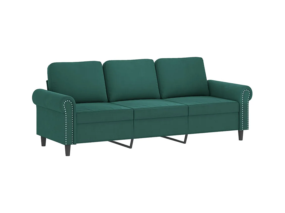 Driezitsbank met sierkussens 180 cm fluweel donkergroen BE574886