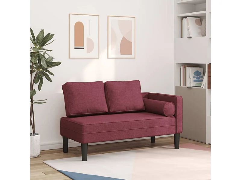 Canapé avec coussins rouge bordeaux tissu FR875605