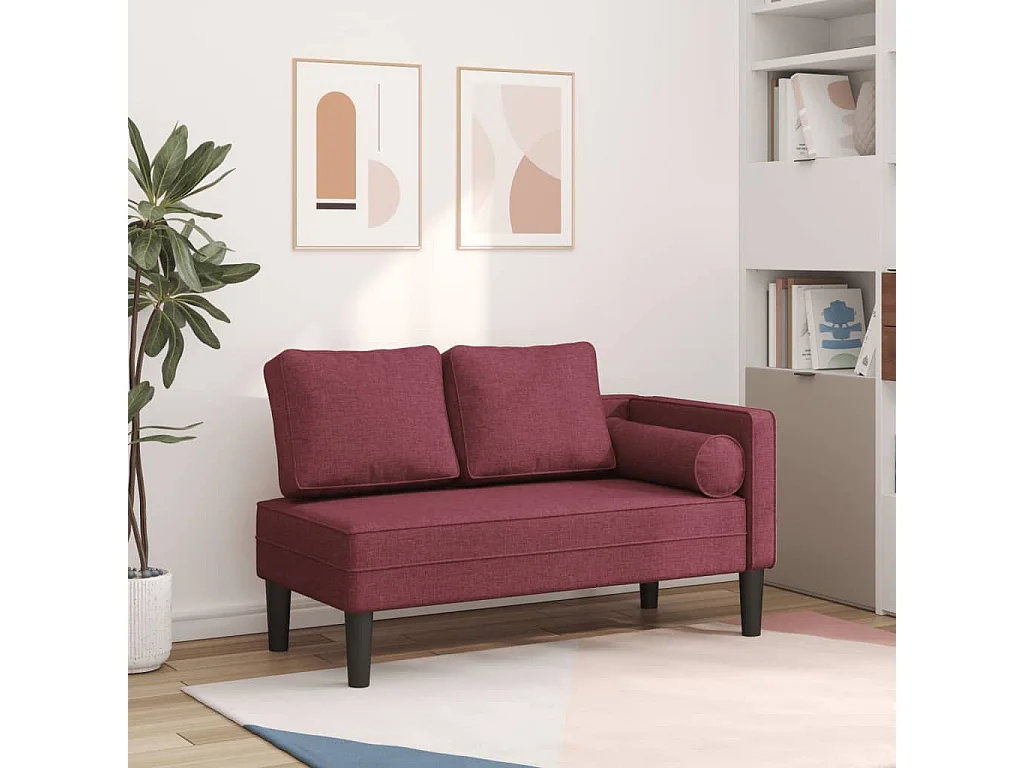 Canapé avec coussins rouge bordeaux tissu FR875605