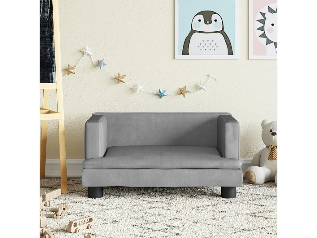 Canapé pour enfants gris clair 60x40x30 cm velours FR769697