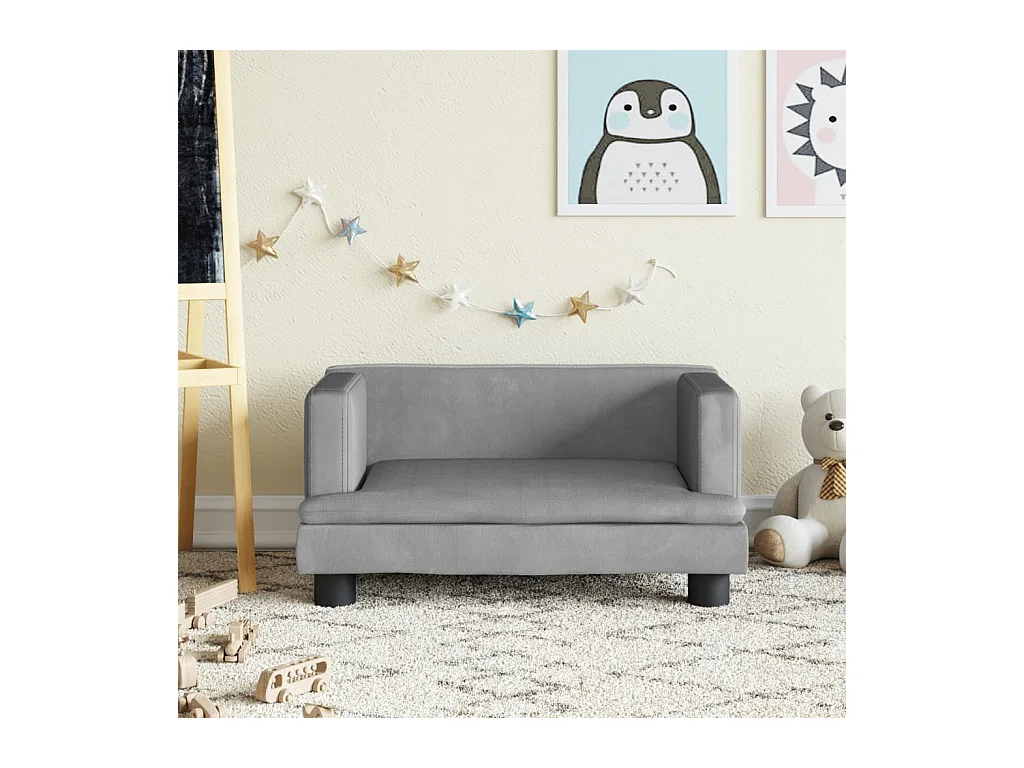 Canapé pour enfants gris clair 60x40x30 cm velours FR769697