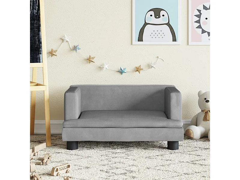 Canapé pour enfants gris clair 60x40x30 cm velours FR769697