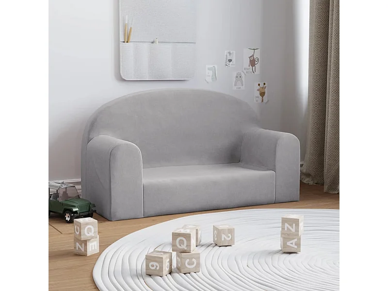 Canapé pour enfants 2 places gris clair peluche douce FR448924