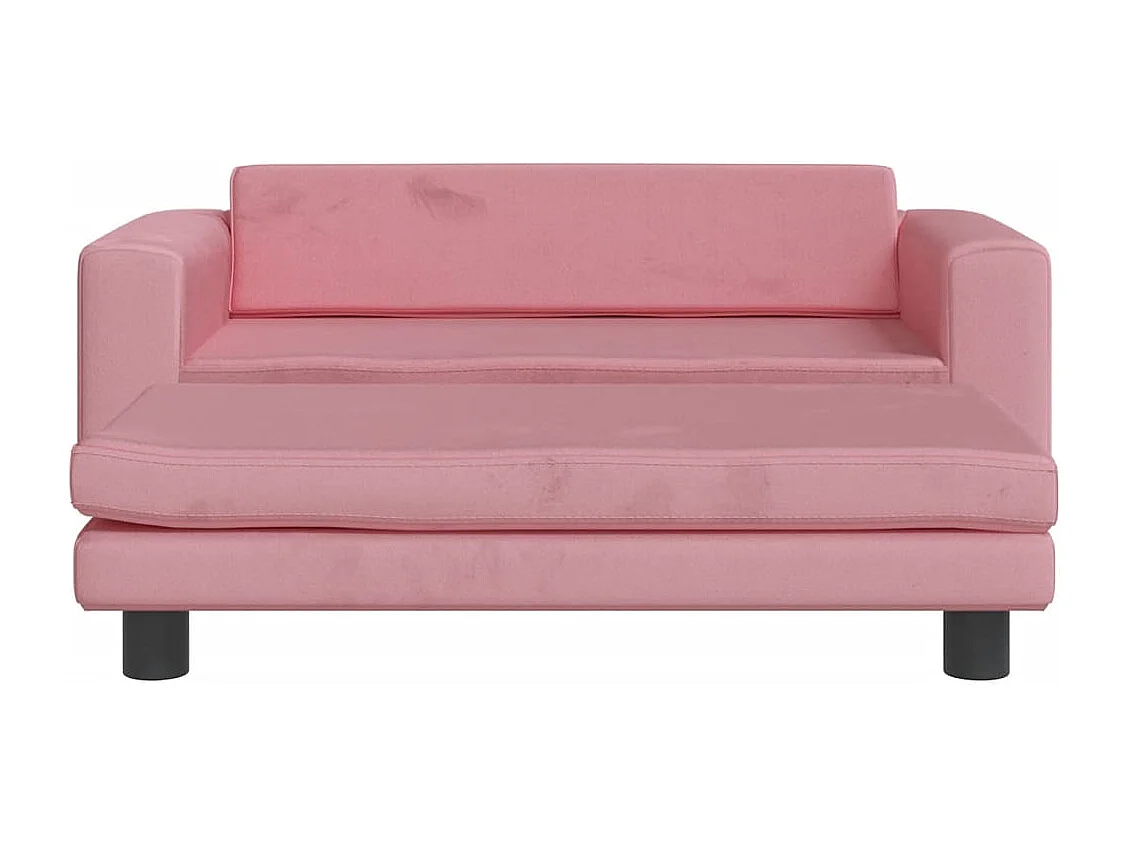 Canapé avec repose-pied pour enfants rose 100x50x30 cm velours FR787504