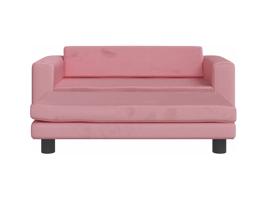 Kinderbank met voetensteun 100x50x30 cm fluweel roze BE766532