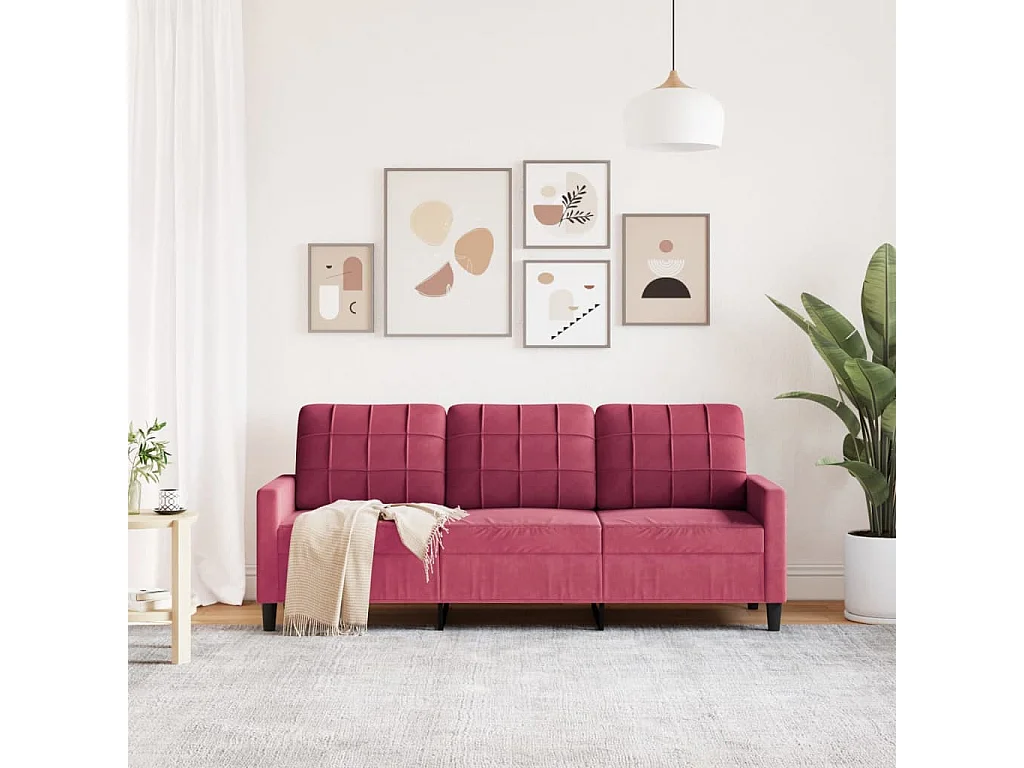 Canapé à 3 places Rouge bordeaux 180 cm Velours FR852413