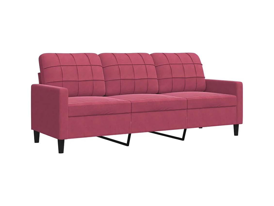 Canapé à 3 places Rouge bordeaux 180 cm Velours FR852413
