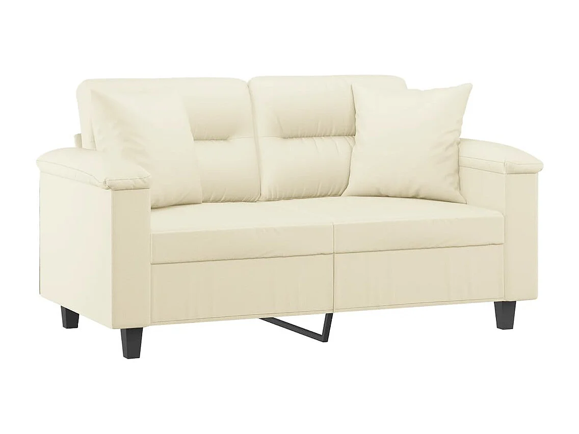 Sofá de 2 plazas con cojines cuero sintético color crema 120 cm ES479780