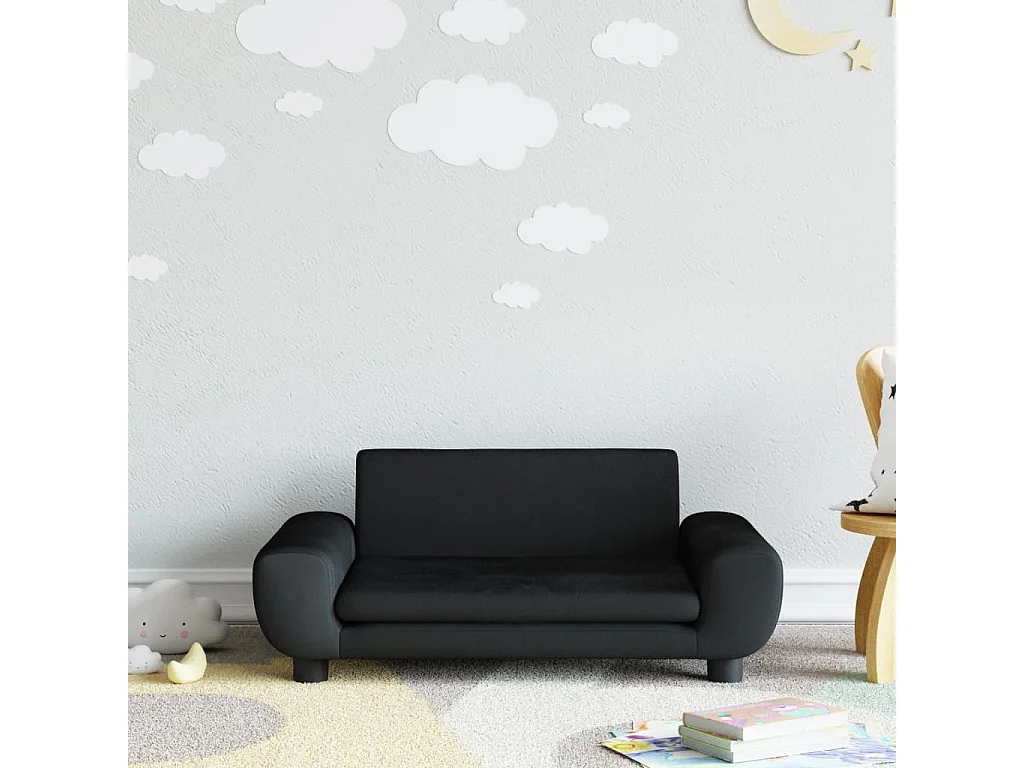 Canapé pour enfants noir 70x45x33 cm velours FR457059
