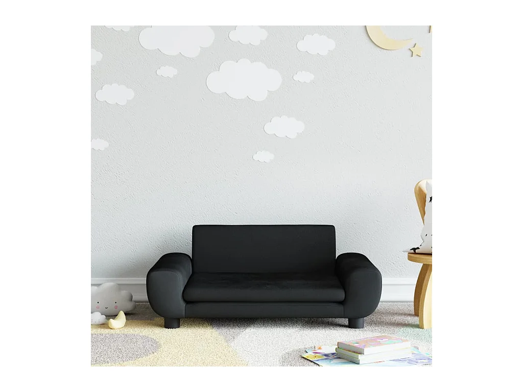 Canapé pour enfants noir 70x45x33 cm velours FR457059