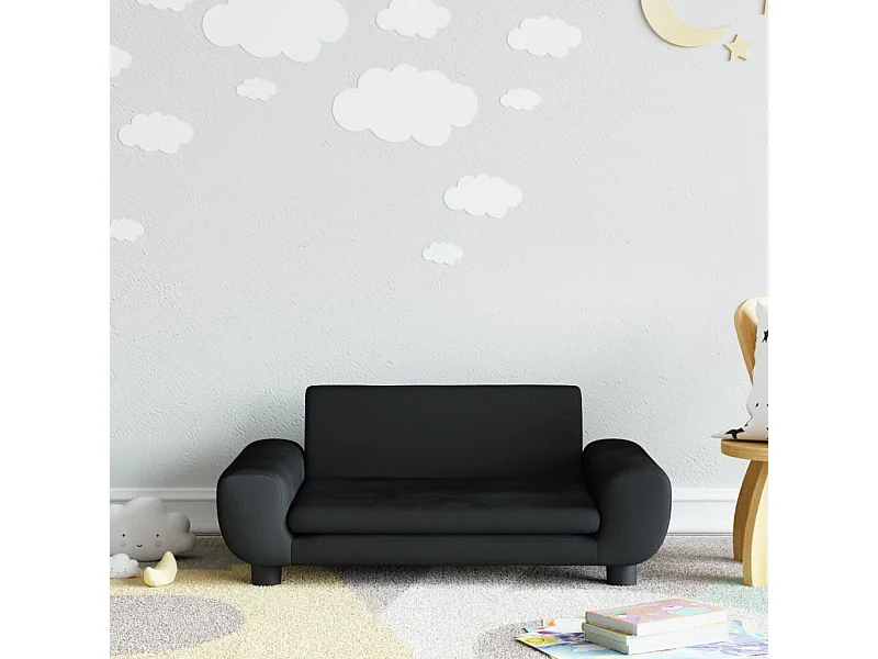 Canapé pour enfants noir 70x45x33 cm velours FR457059