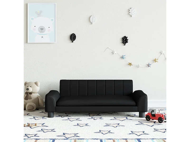 Sofá infantil 90x53x30 cm couro artificial preto PT326831