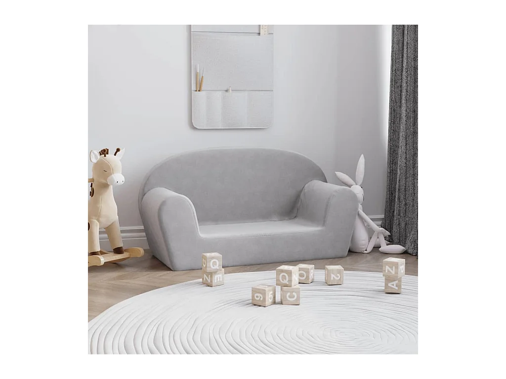 Canapé pour enfants 2 places gris clair peluche douce FR965602