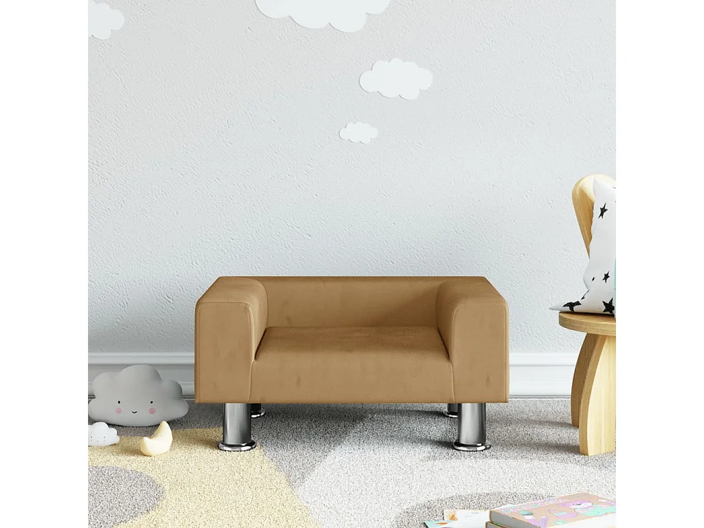 Kinderbank 50x40x26,5 cm fluweel bruin BE271694