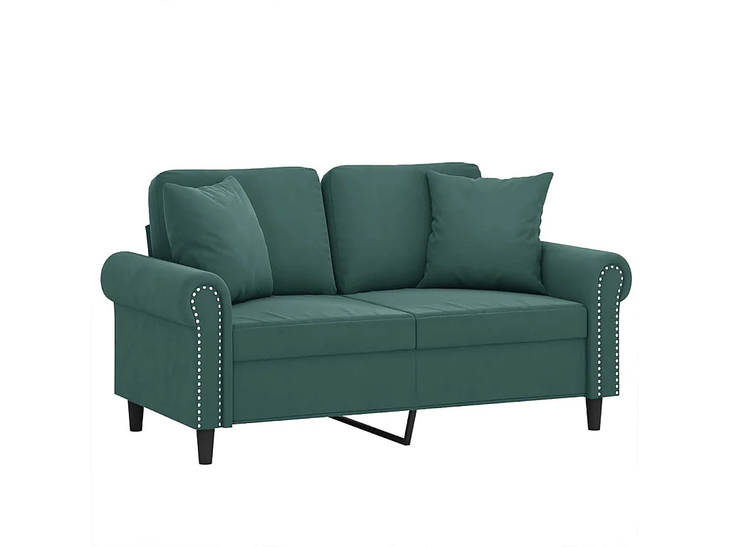Canapé 2 places avec oreillers vert foncé 120 cm velours FR224511