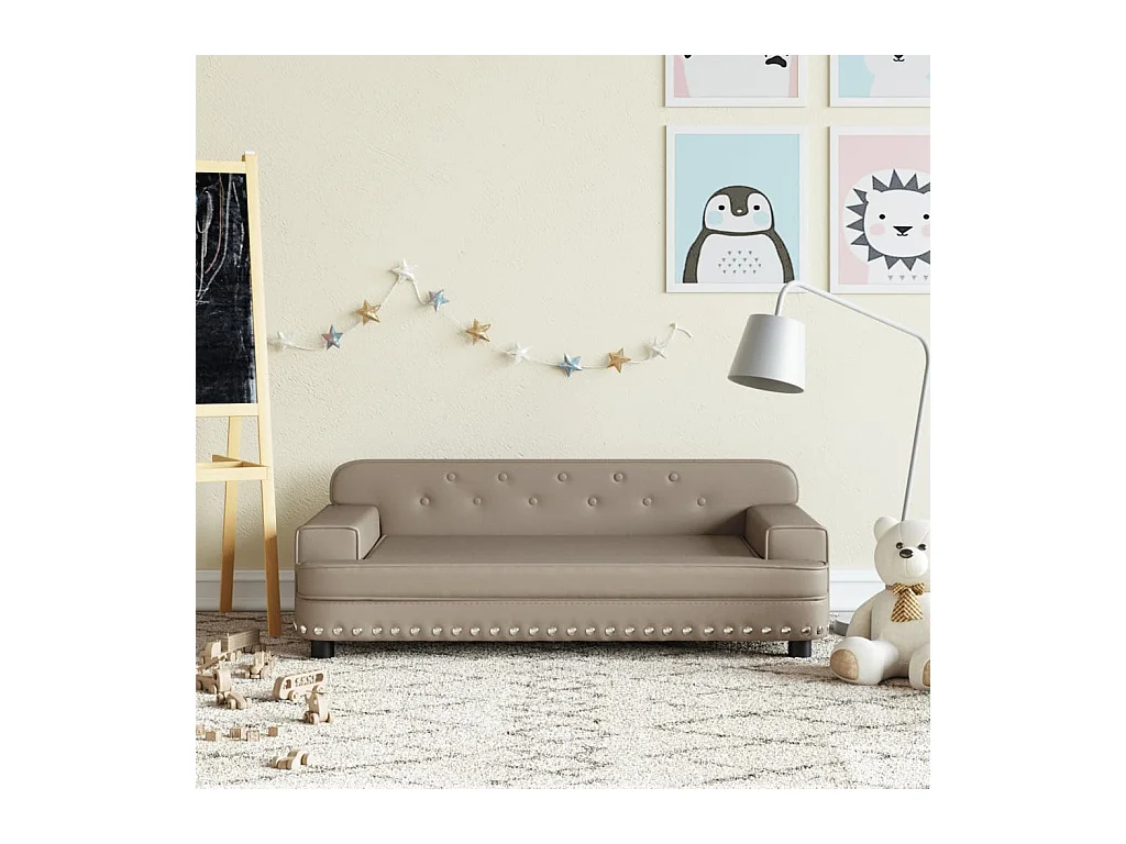 Kinderbank 90x53x30 cm kunstleer cappuccinokleurig BE588309