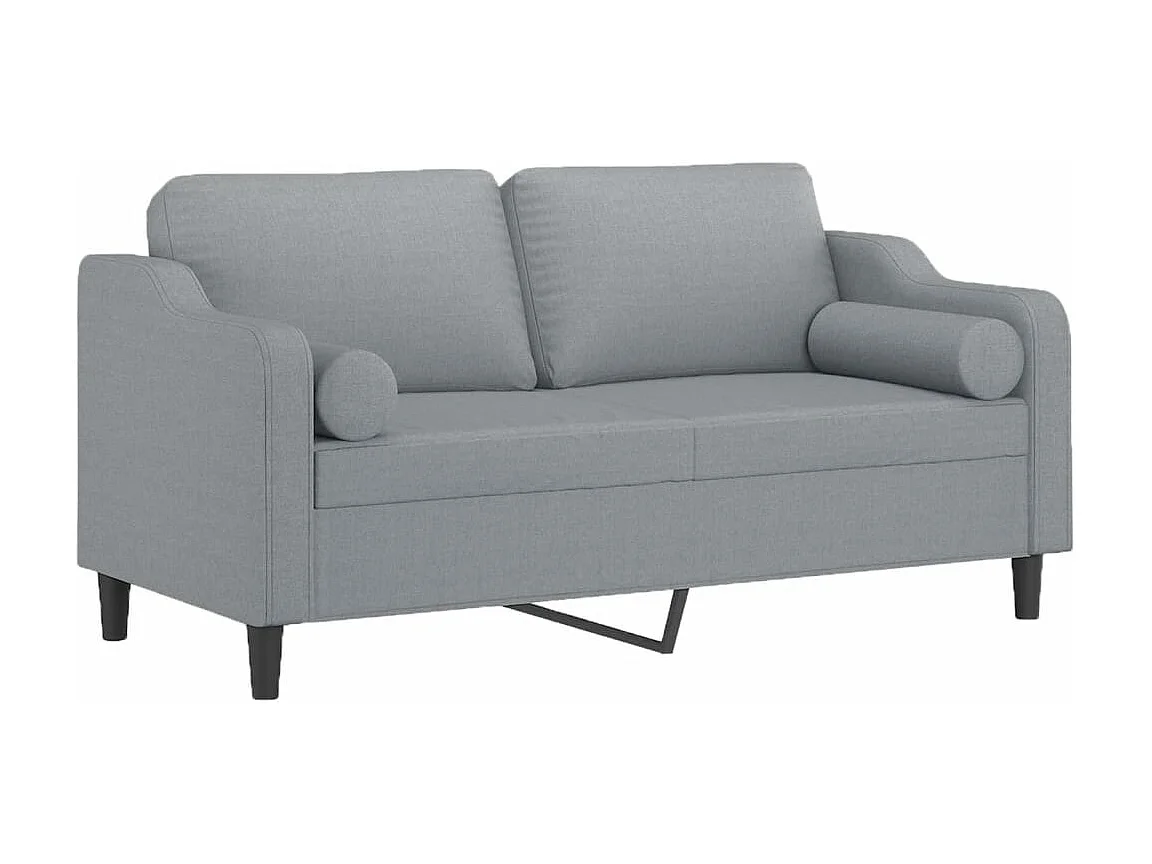 Sofá 2 lugares + almofadas decorativas 140cm tecido cinza-claro PT723745