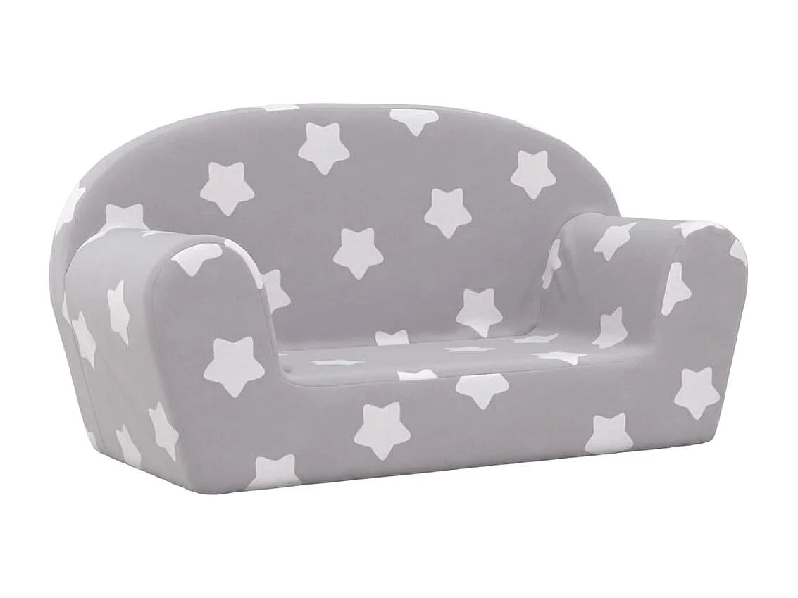 Canapé enfants 2 places gris clair avec étoiles peluche douce FR923383