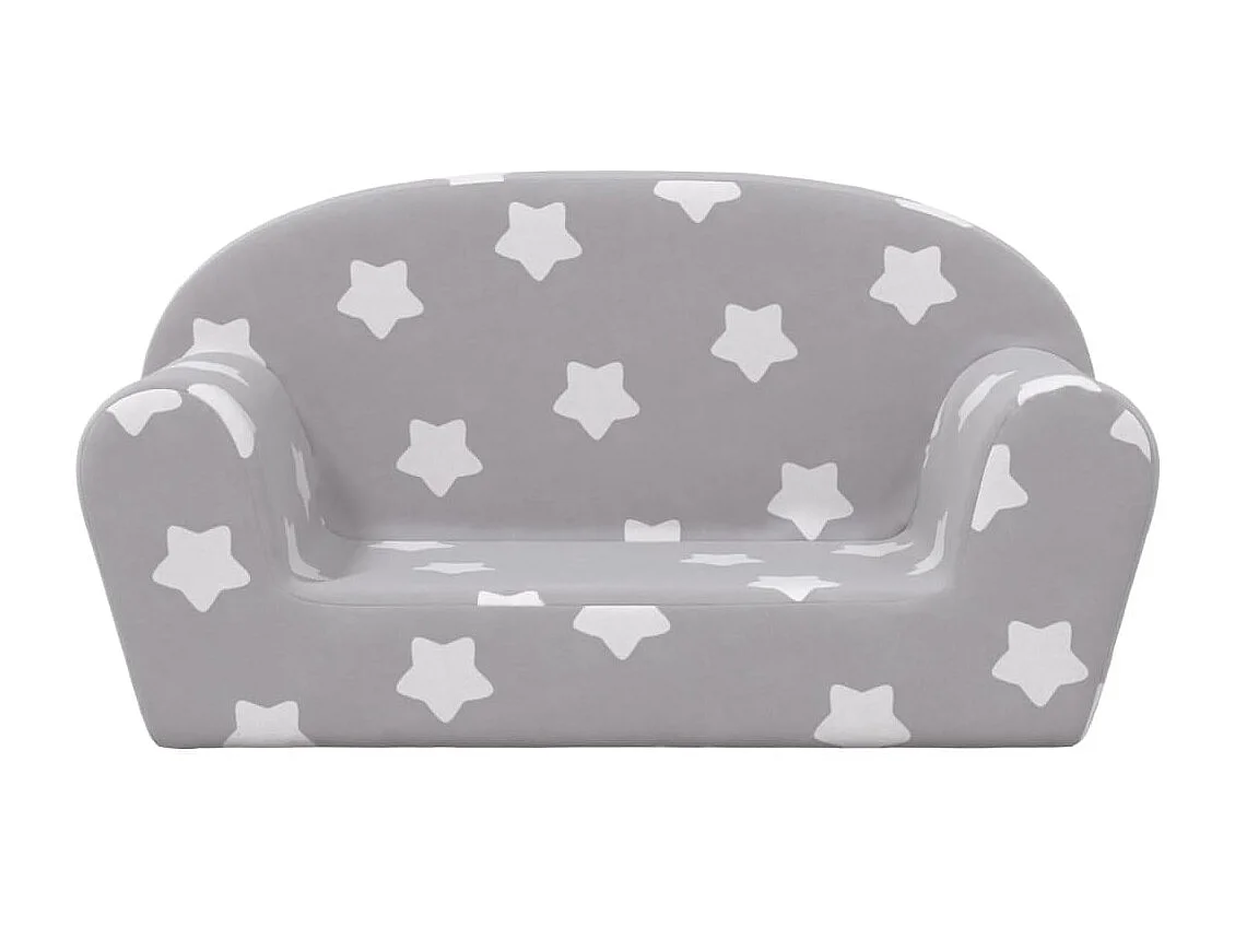 Canapé enfants 2 places gris clair avec étoiles peluche douce FR923383
