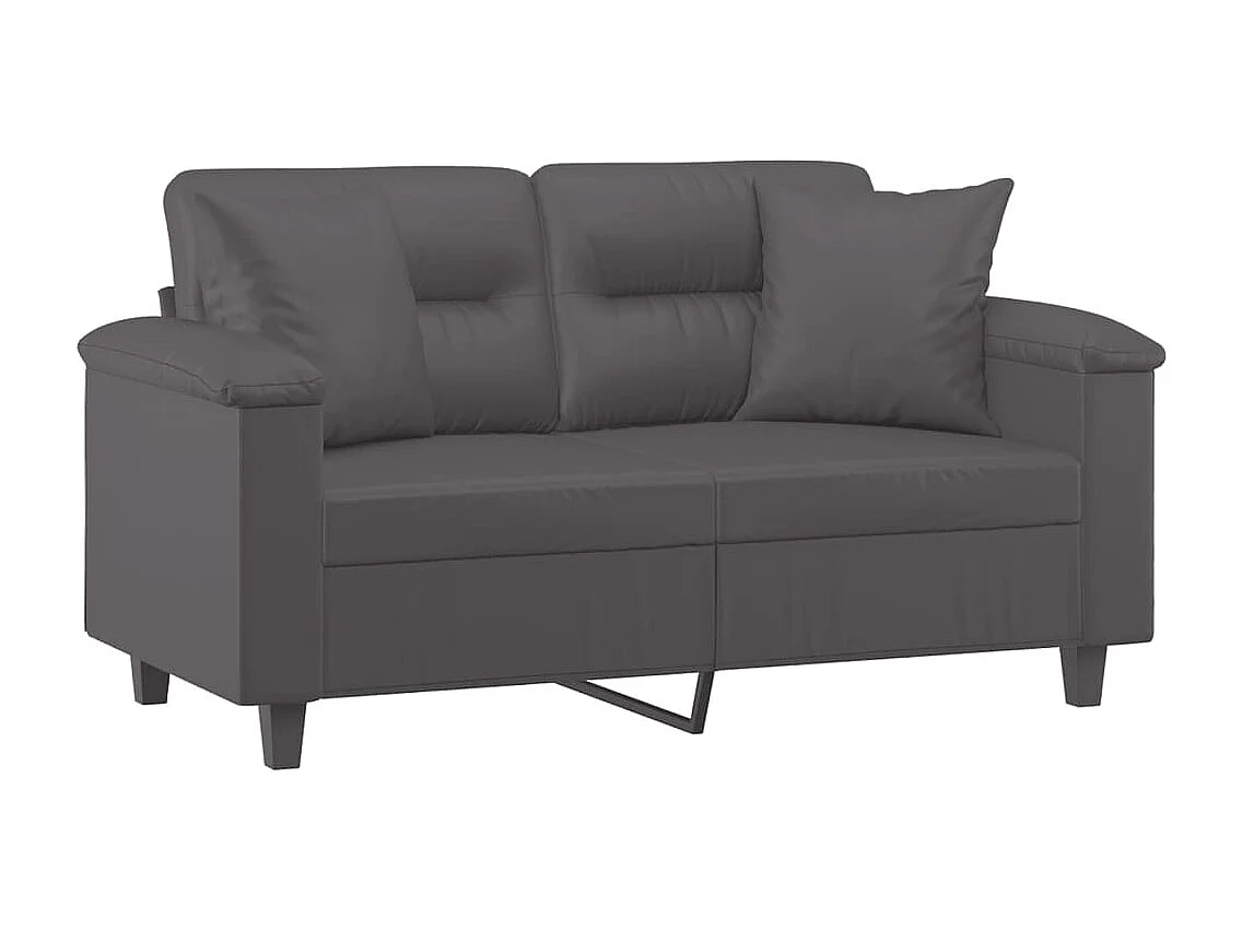Canapé 2 places avec oreillers gris 120 cm similicuir FR721668