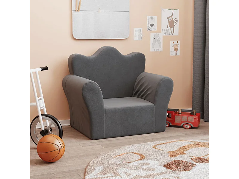 Canapé pour enfants anthracite peluche douce FR887391