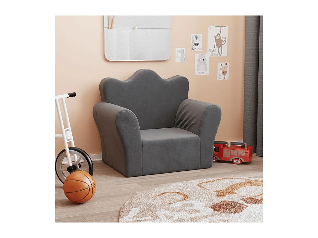 Canapé pour enfants anthracite peluche douce FR887391