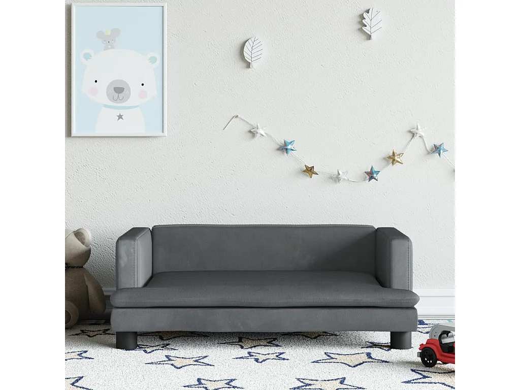 Canapé pour enfants gris foncé 80x45x30 cm velours FR387669