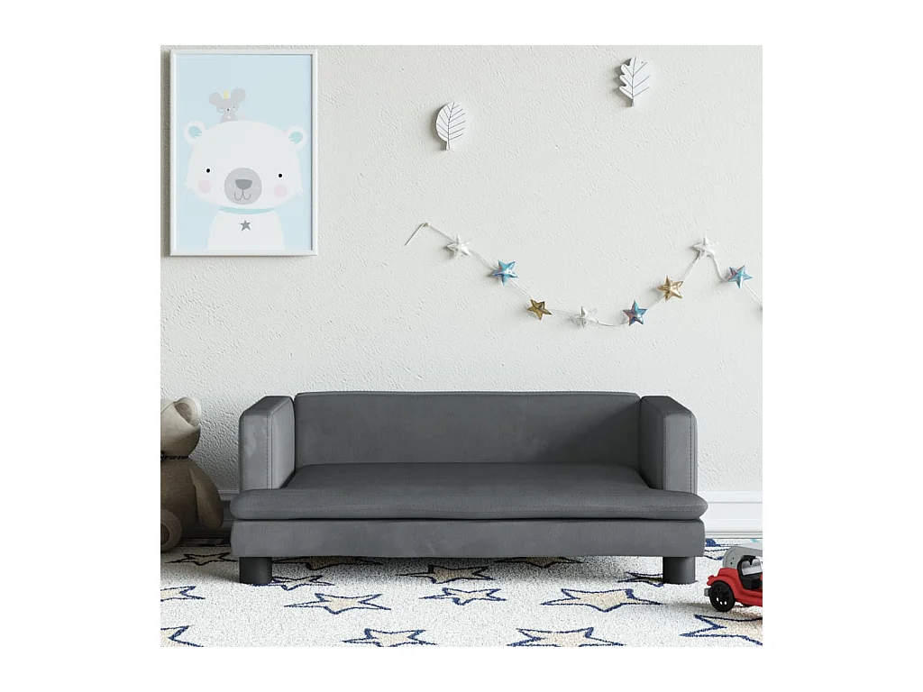 Canapé pour enfants gris foncé 80x45x30 cm velours FR387669