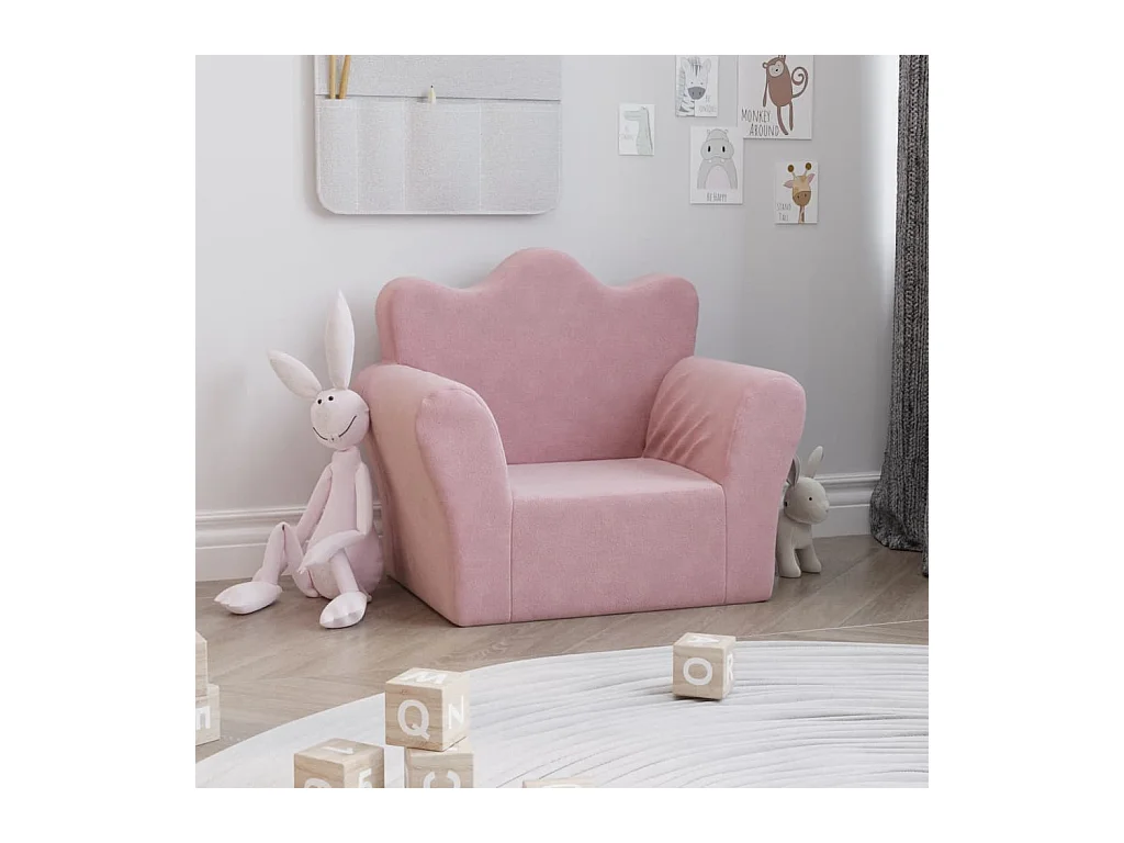 Canapé pour enfants rose peluche douce FR825131