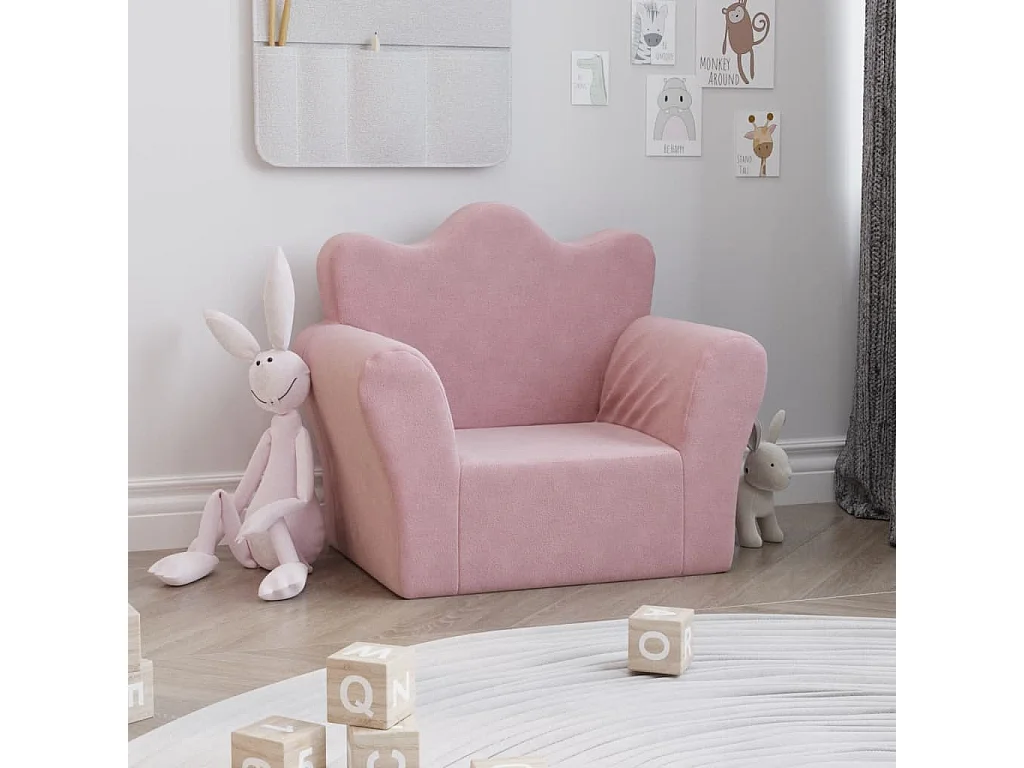 Sofá para niños felpa suave rosa ES893765