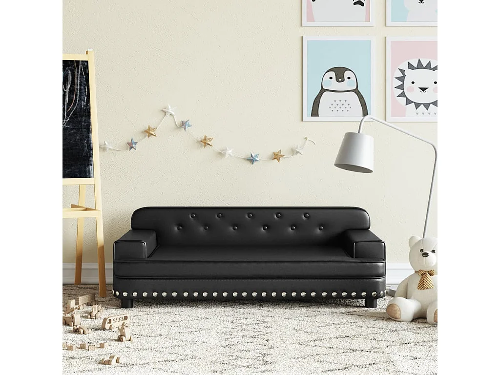 Canapé pour enfants noir 90x53x30 cm similicuir FR273079
