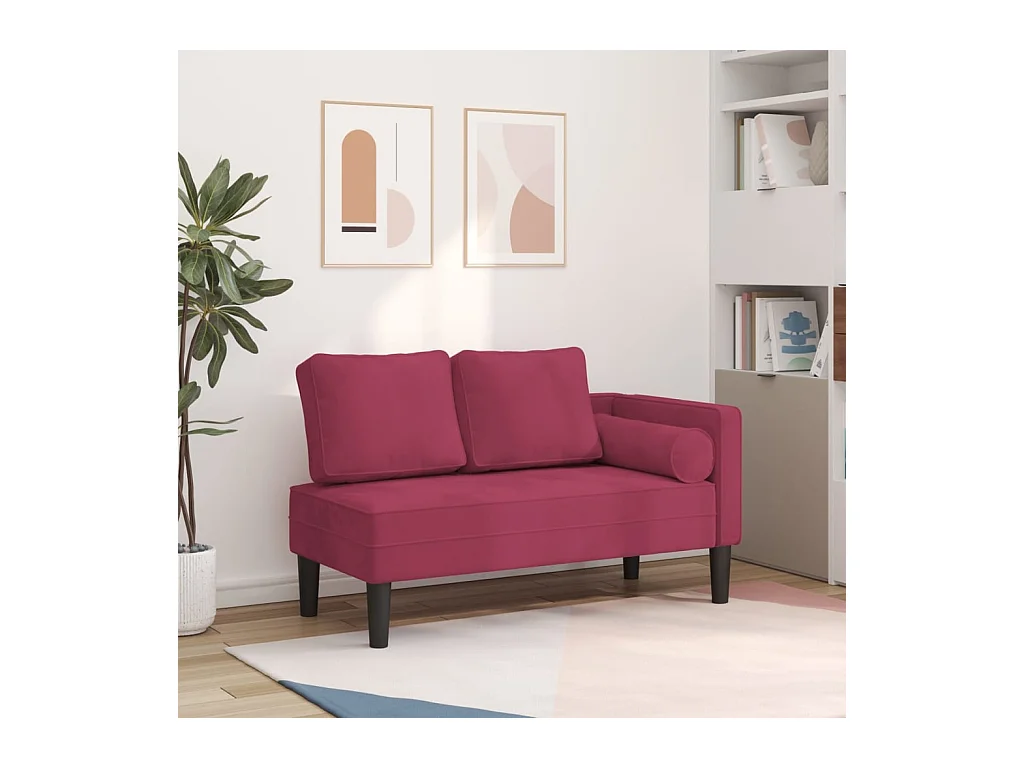 Canapé avec coussins rouge bordeaux velours FR776335