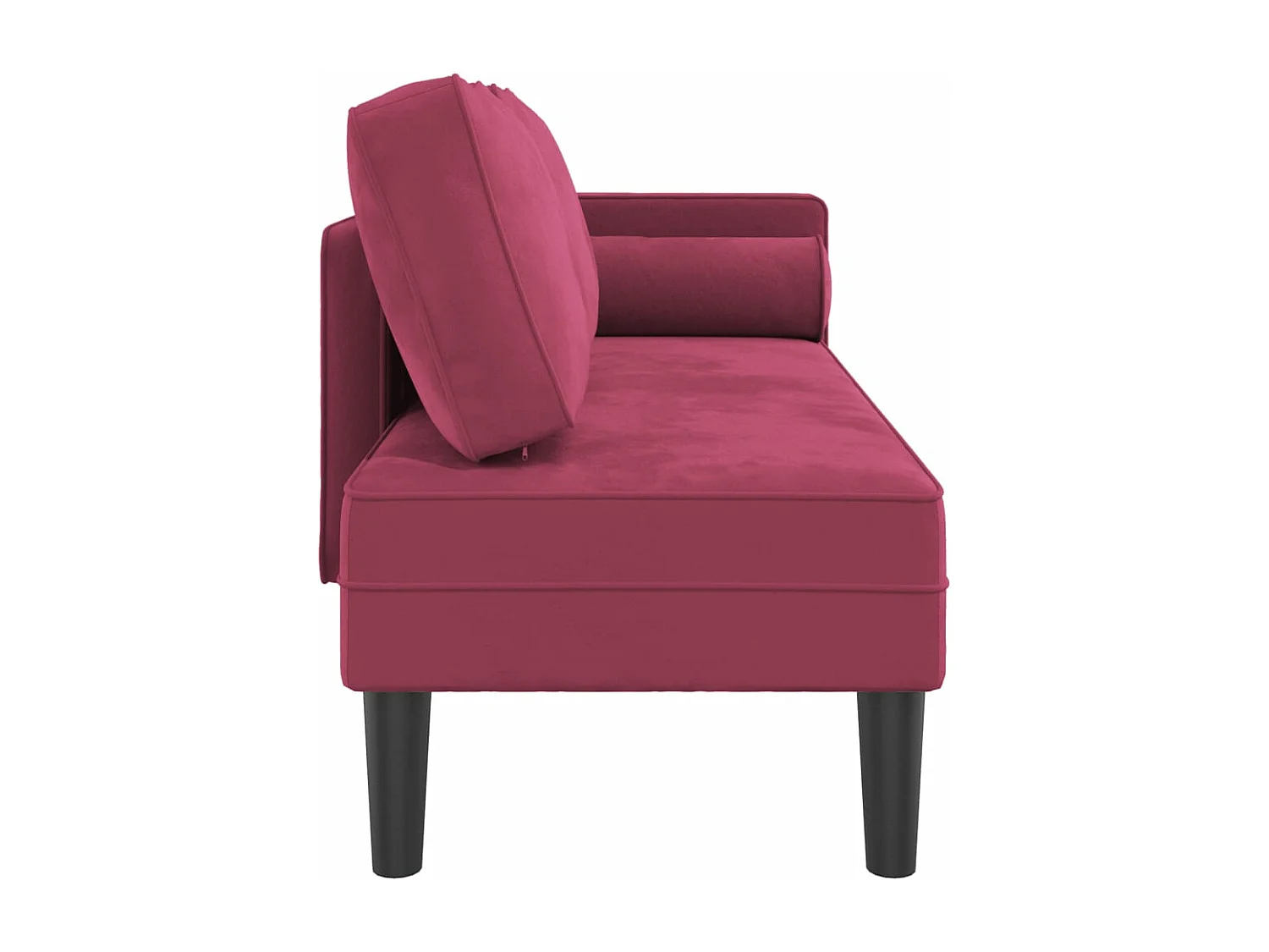 Chaise longue com almofadões veludo vermelho tinto PT644299