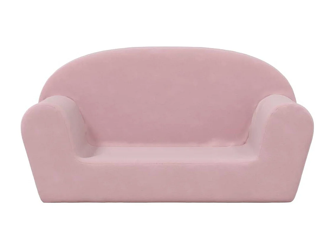 Canapé pour enfants 2 places rose peluche douce FR107219