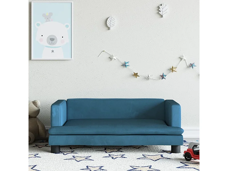 Sofá infantil 80x45x30 cm veludo azul PT922678