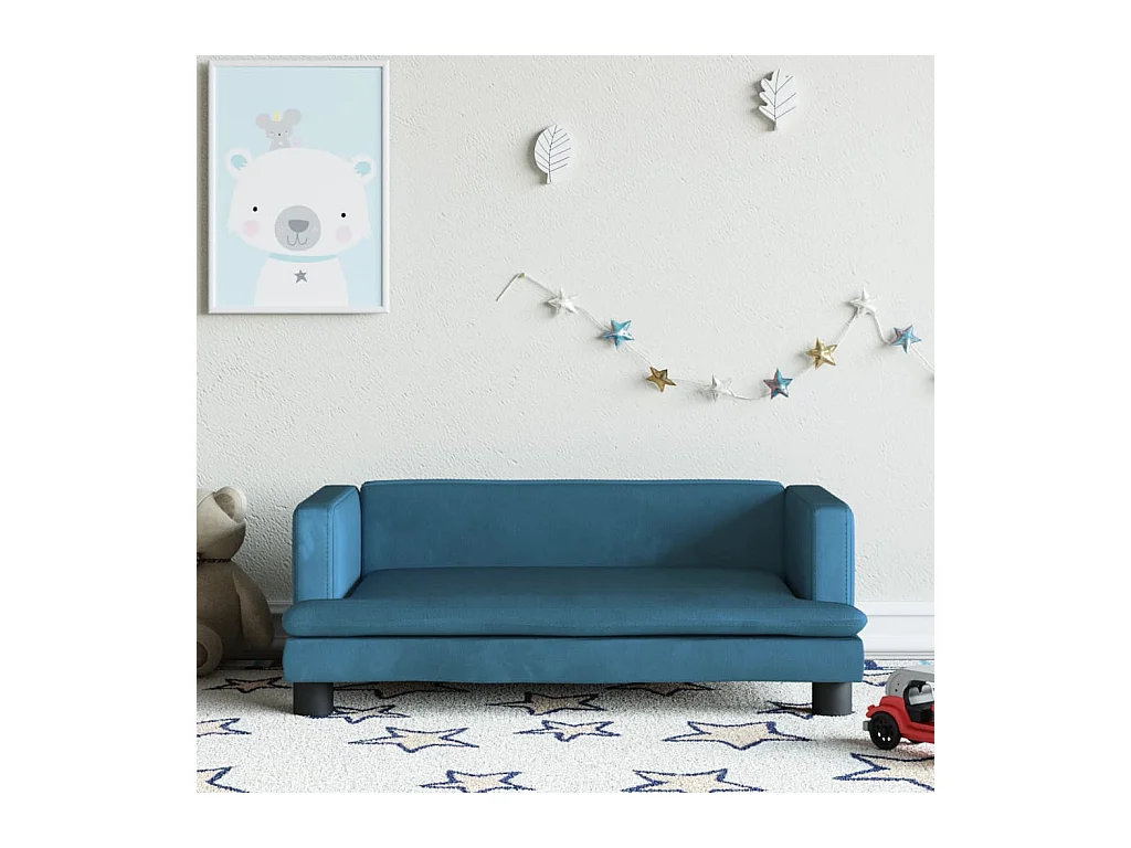 Canapé pour enfants bleu 80x45x30 cm velours FR458002