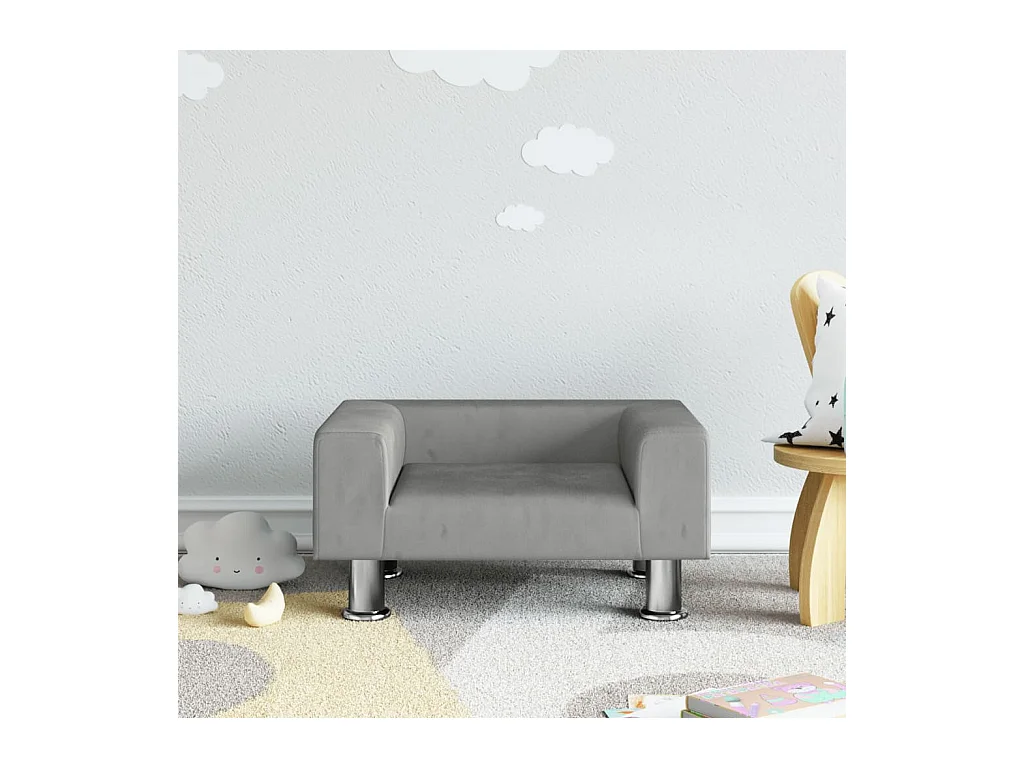 Sofá para niños de terciopelo gris claro 50x40x26,5 cm ES556925
