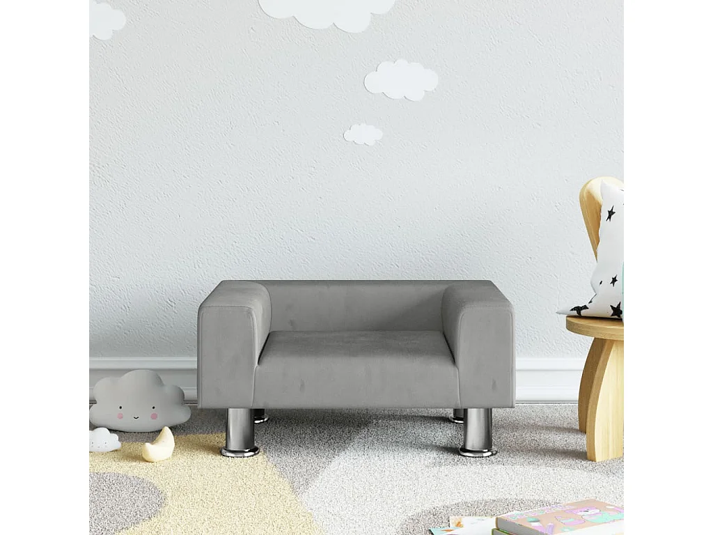 Canapé pour enfants gris clair 50x40x26,5 cm velours FR405467
