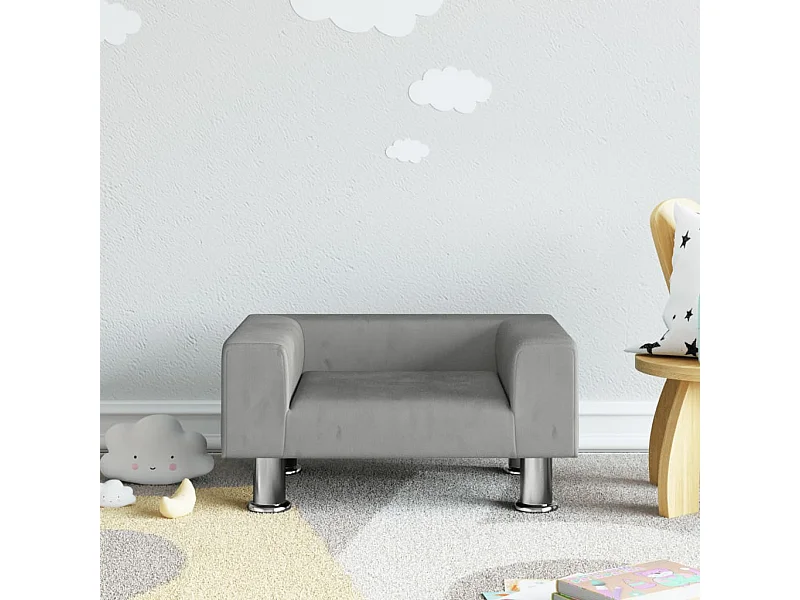 Sofá para niños de terciopelo gris claro 50x40x26,5 cm ES556925