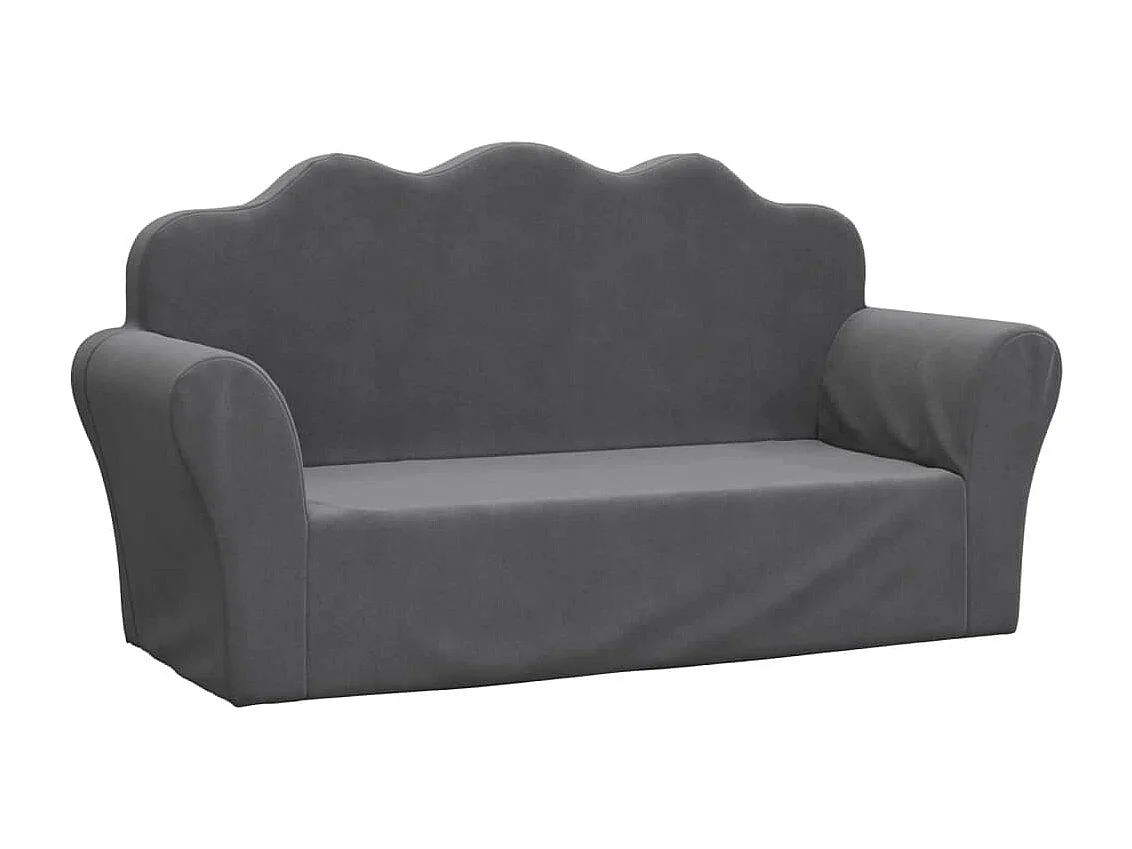 Sofá para niños de 2 plazas felpa suave gris antracita ES915014