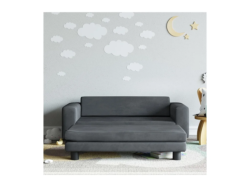 Canapé avec repose-pied pour enfants gris foncé 100x50x30 cm FR716995
