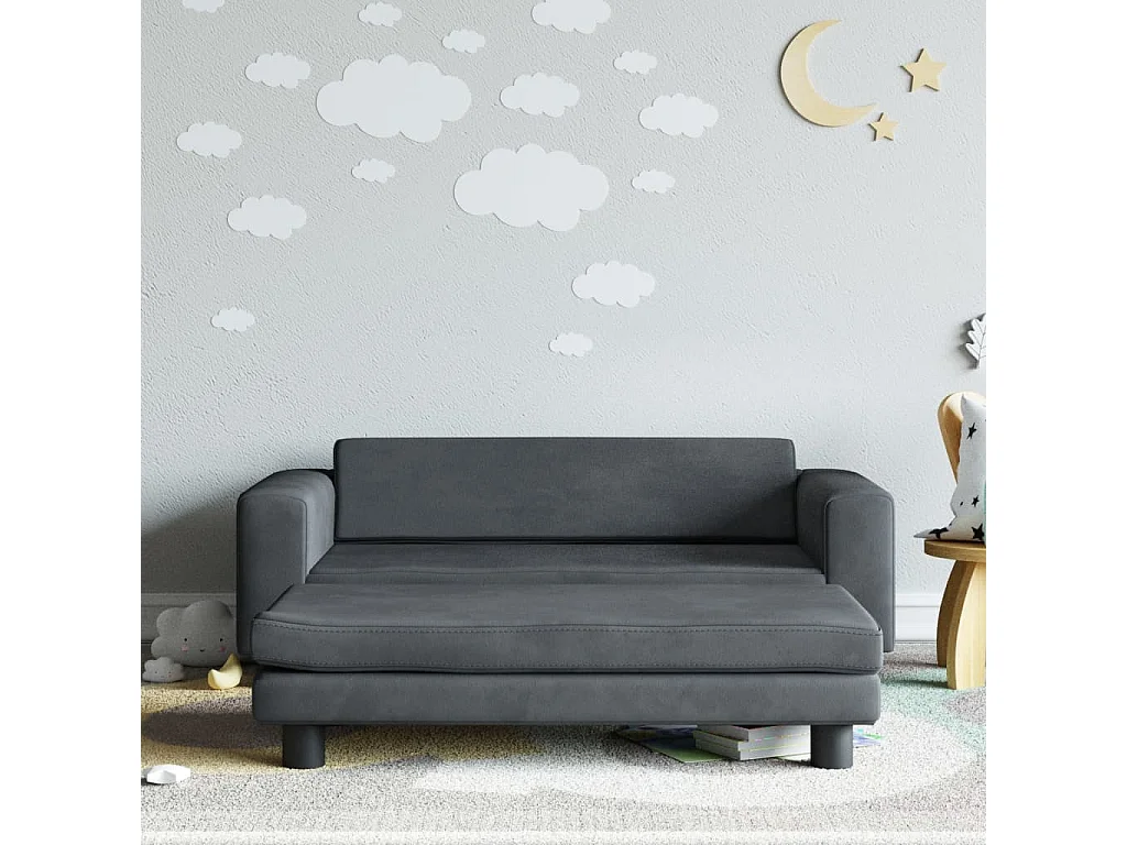 Canapé avec repose-pied pour enfants gris foncé 100x50x30 cm FR716995