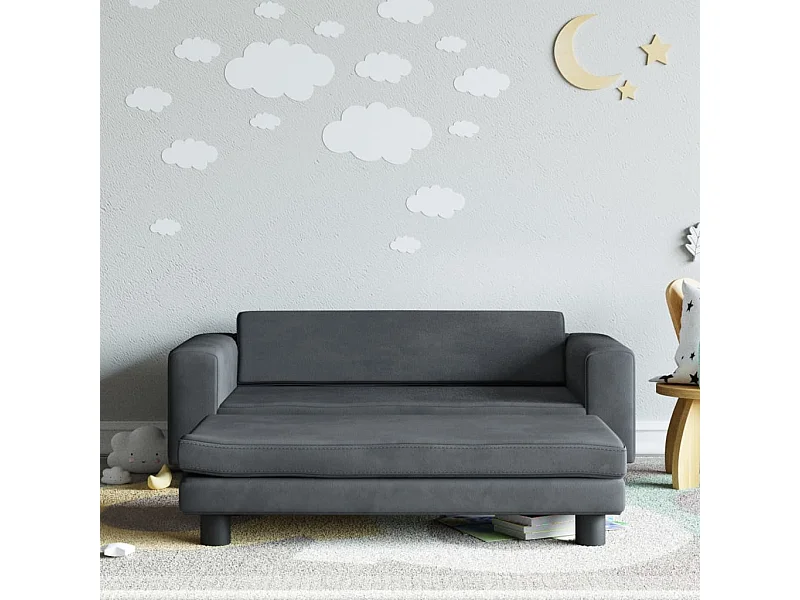 Canapé avec repose-pied pour enfants gris foncé 100x50x30 cm FR716995